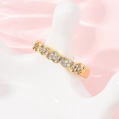 Brass Micro Pave Cubic Zirconia Cuff Open Rings RJEW-F204-02G-1