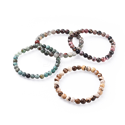 Natural Gemstone Stretch Bracelets BJEW-JB04557-1