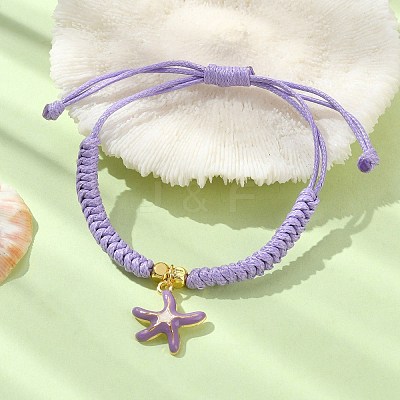 Starfish Shape Alloy Enamel Pendant Bracelets BJEW-JB09883-01-1