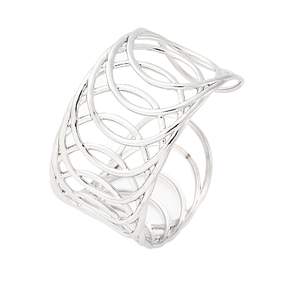 Europe and America Style 304 Stainless Steel Cuff Bangles for Women BJEW-D306-03P-1