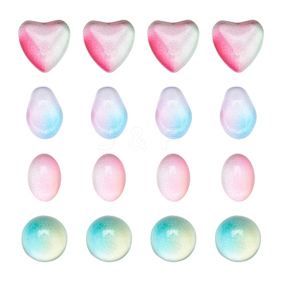 40Pcs 4 Style Transparent Glass Cabochons GGLA-YW0001-09-1