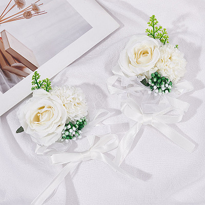2PCS Silk Wrist Corsage AJEW-CP0001-51B-1