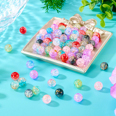 200Pcs 8 Colors Transparent Crackle Acrylic Beads DACR-TA0001-01-1