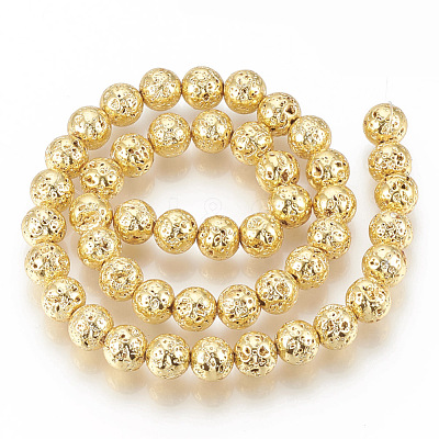 Electroplated Natural Lava Rock Beads Strands G-T061-55A-4mm-1