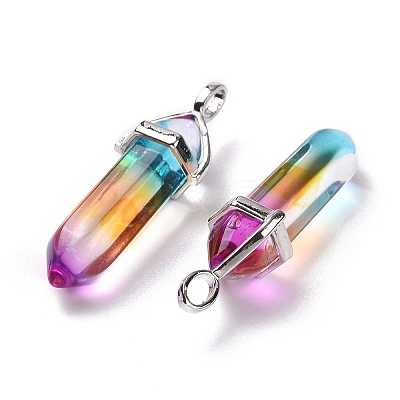 Faceted Bullet Glass Pointed Pendants KK-E282-01P-06-1