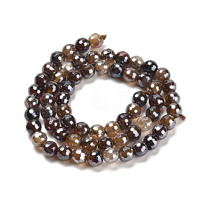 Electroplated Natural Agate Round Beads Strands G-L598-A01-01B-1