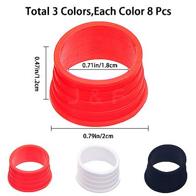 24Pcs 3 Colors Tennis Racket Handle Elastic Rubber Ring FIND-GF0004-51-1