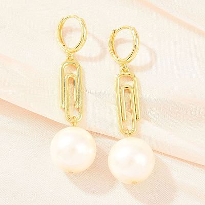 Paperclip with Round Brass Hoop Earrings EJEW-Z164-12G-1