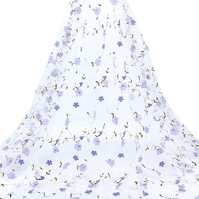 6 Yards Flower Pattern Milk Fiber Mesh Fabric DIY-NB0014-82C-1
