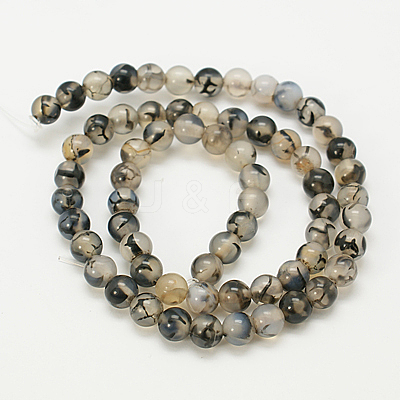 Natural Grey Agate Beads Strands G-G390-8mm-07-1