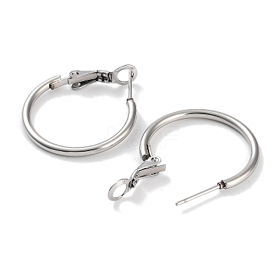 Non-Tarnish Ring 304 Stainless Steel Hoop Earrings for Women Men EJEW-B049-02A-P-1