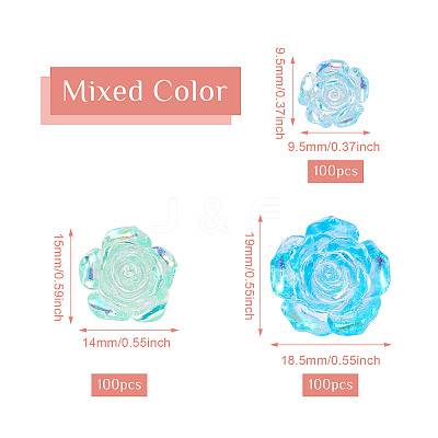 300Pcs 3 Style Transparent Resin Cabochons CRES-YS0001-05-1