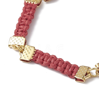 Braided Waxed Polyester Rectangle Link Chain Bracelets BJEW-JB10000-04-1