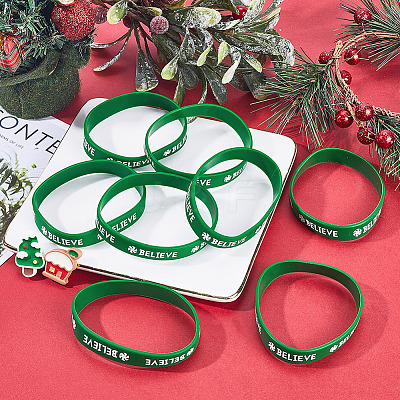12Pcs Christmas Themed Silicon Cord Bracelets BJEW-CN0001-07-1
