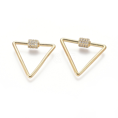 Brass Micro Pave Cubic Zirconia Screw Carabiner Lock Charms ZIRC-I031-18G-1