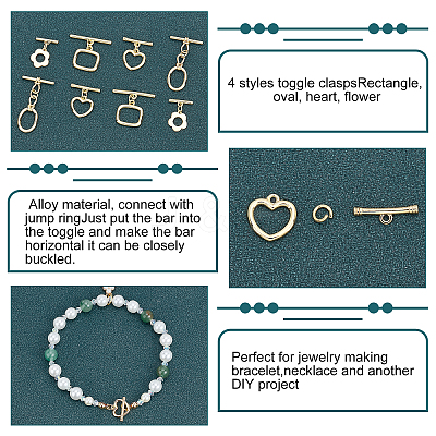 8 Sets 4 Style Brass Toggle Clasps KK-PH0003-67-1
