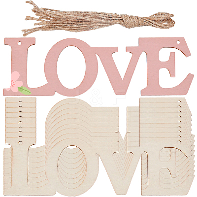 10Pcs DIY Mother's Day Unfinished Wood Word Love Pendants DIY-SP0006-79-1