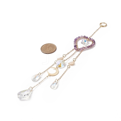 Glass Teardrop & Star Window Hanging Suncatchers HJEW-JM00905-03-1