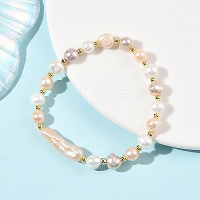 Natural Cultured Freshwater Pearl Beads Stretch Bracelets for Women BJEW-JB14192-1