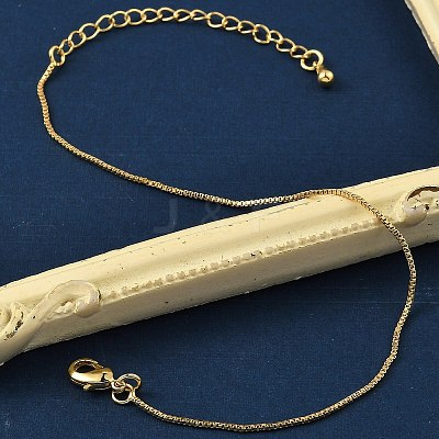 Rack Plating Brass Box Chain Bracelets for Women BJEW-G735-02G-1