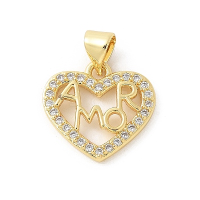 Brass Micro Pave Cubic Zirconia Pendants KK-P294-28G-03-1
