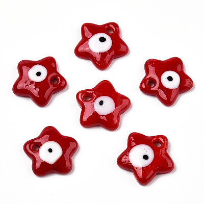 Handmade Evil Eye Lampwork Pendants LAMP-TAC0011-02F-1