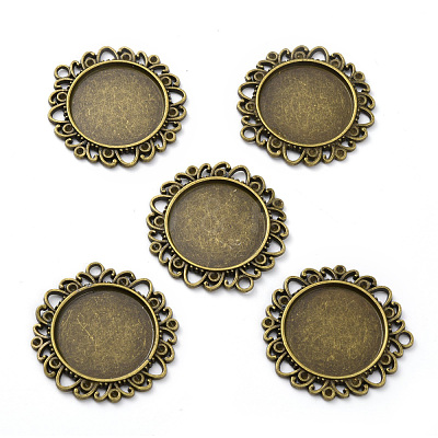 Tibetan Style Alloy Pendant Cabochon Settings PALLOY-P224-03AB-1