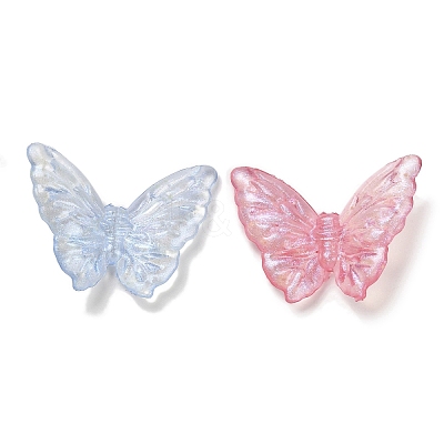 UV Plating Transparent Rainbow Iridescent Acrylic Beads LACR-R001-09A-1