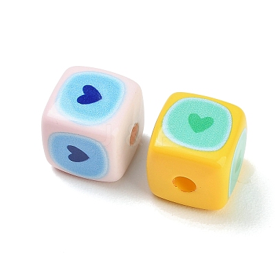 Opaque Printed Acrylic European Beads AC-CBADA7D-14-1