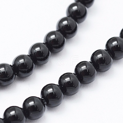 Natural Black Onyx Beads Strands G-E469-08-4mm-1