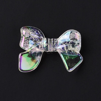 UV Plating Rainbow Iridescent Transparent Acrylic Crackle Beads OACR-E010-05-1