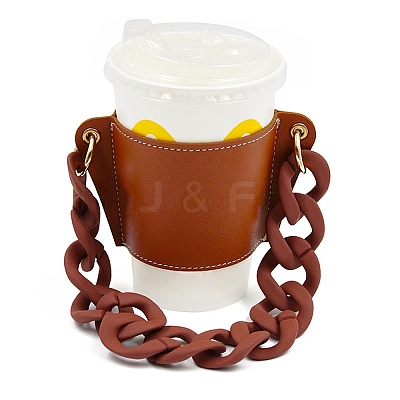PU Leather Heat Resistant Reusable Cup Sleeve AJEW-WH0240-85A-1