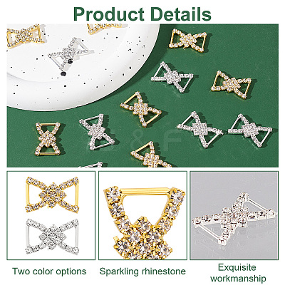 16Pcs 2 Colors Alloy Rhinestone Buckle JEWB-WR0001-04-1