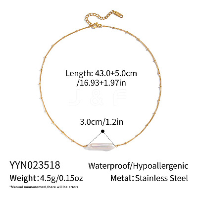 Elegant Natural Freshwater Pearl Stick Necklaces with 304 Stainless Steel Chains for Women TC0594-9-1