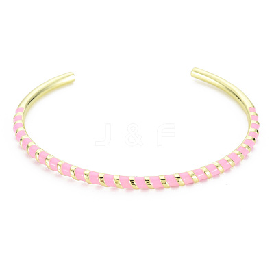 Twisted Brass Enamel Cuff Bangle BJEW-T020-02-NF-1