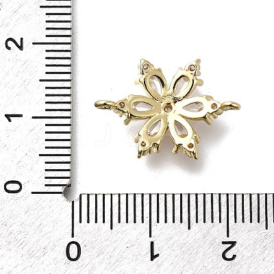 Brass Clear Cubic Zirconia Snowflake Connector Charms KK-Q048-19G-1