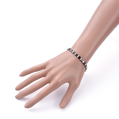 Rectangle Glass Seed Beads Stretch Bracelets BJEW-JB05297-01-1