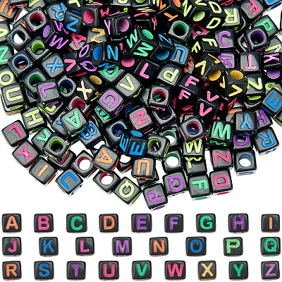 300Pcs Letter Acrylic European Beads OACR-SC0001-70A-1