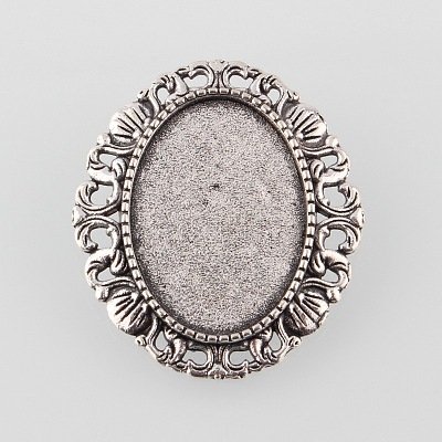 Vintage Alloy Brooch Cabochon Bezel Settings PALLOY-O038-30AS-1