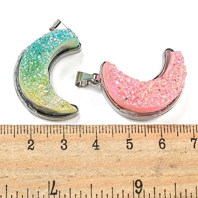 Eletroplated Natural Druzy Agate Pendants G-G131-02P-1