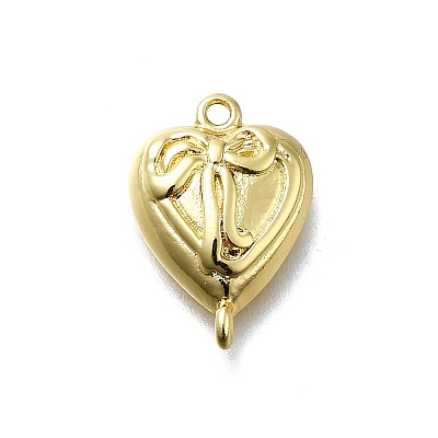 Brass Bowknot Heart Links KK-K400-49G-02-1