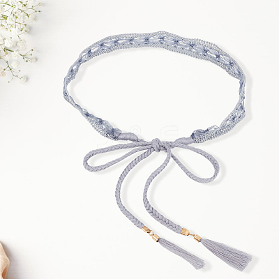 1Pc Cotton and Linen Flower Lace Tassel Waist Belly Belts AJEW-GF0012-32A-1