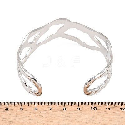 Hammered 304 Stainless Steel Cuff Bangles for Women BJEW-T023-01P-1