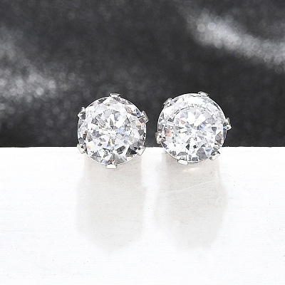 Cubic Zirconia Ear Studs X-STAS-E051-3D-1