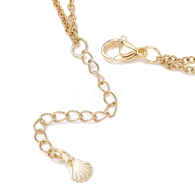 304 Stainless Steel Sea Turtle & Natural Freshwater Shell Star Pendant Double Layer Necklaces for Women NJEW-JN05400-1