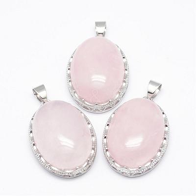 Natural Rose Quartz Pendants G-D851-03-1