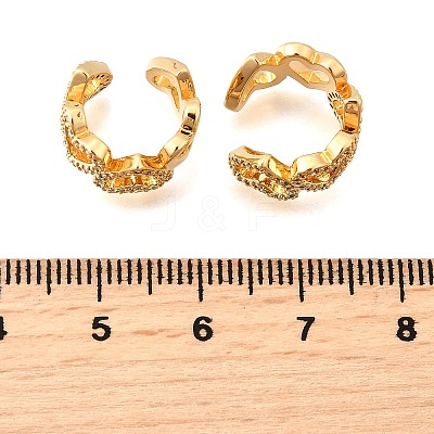 Brass Micro Pave Clear Cubic Zirconia Cuff Earrings EJEW-F370-31G-1