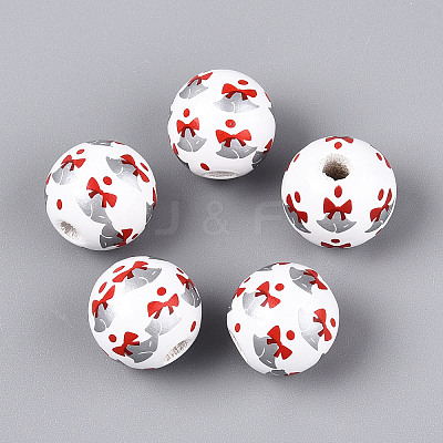 Spray Painted Schima Wood Beads WOOD-T032-36A-1