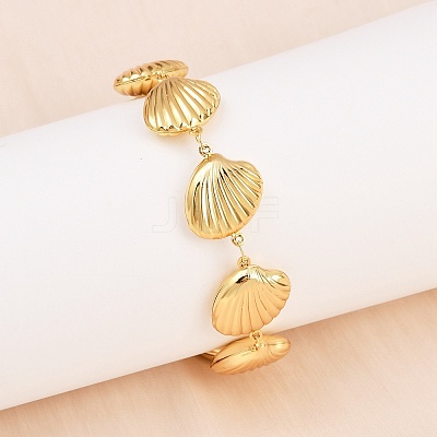 Beach 304 Stainless Steel Shell Sea Animals Link Chain Bracelets BJEW-D359-15C-G-1