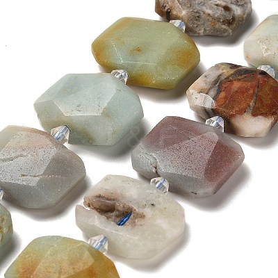 Natural Flower Amazonite Beads Strands G-H078-B23-01-1